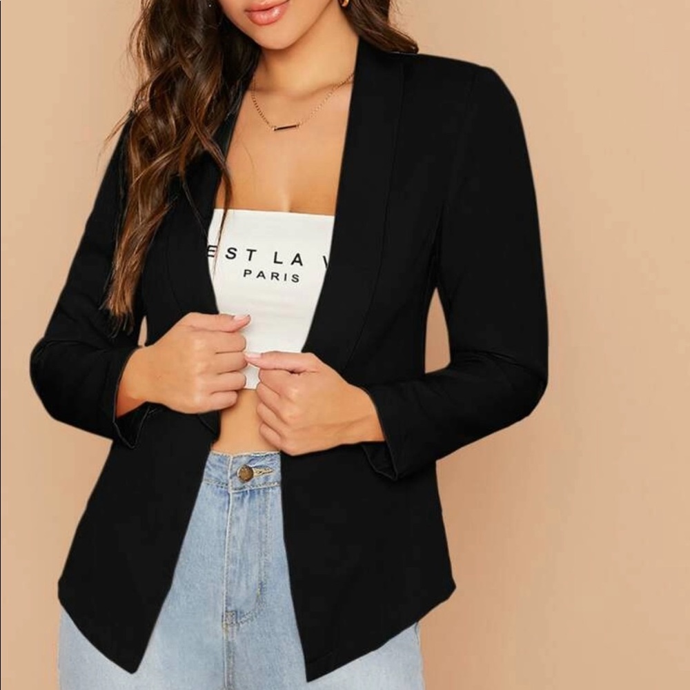 Blazer jacket black tuxedo coat work office - Picture 3 of 4